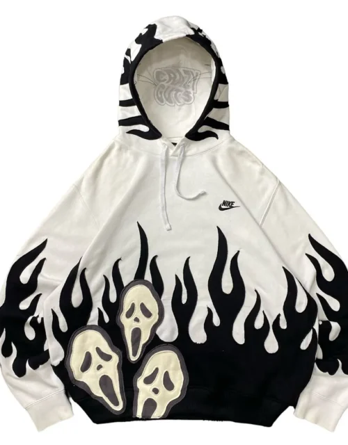 Re-worked Nike hoodie 🇺🇸 " Burning ghost "