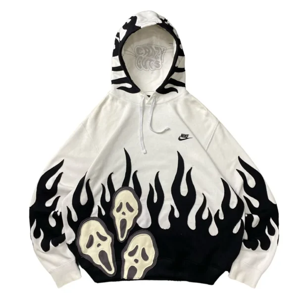 Re-worked Nike hoodie 🇺🇸 " Burning ghost "