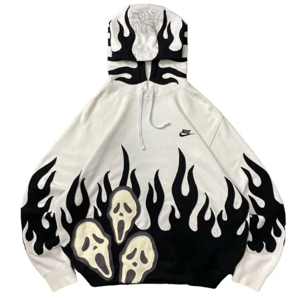 Re-worked Nike hoodie 🇺🇸 " Burning ghost " - Image 2