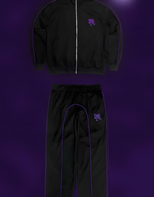 Black Tracksuit with Purple Detailing