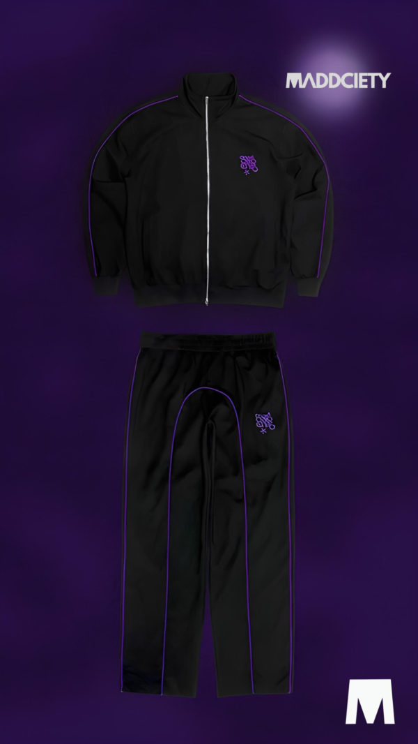 Black Tracksuit with Purple Detailing